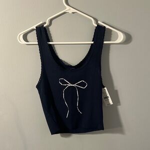 Pacsun Navy Tank Top with Bow Detail